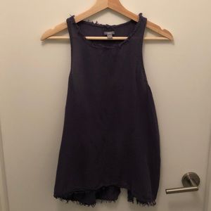 Aerie  Blue Tank Top ( Ruffled edges) , open back ,